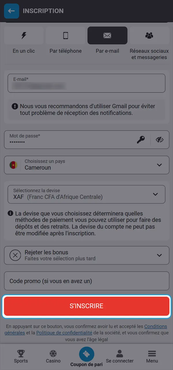 Confirmez votre inscription et commencez à gagner sur MegaPari.
