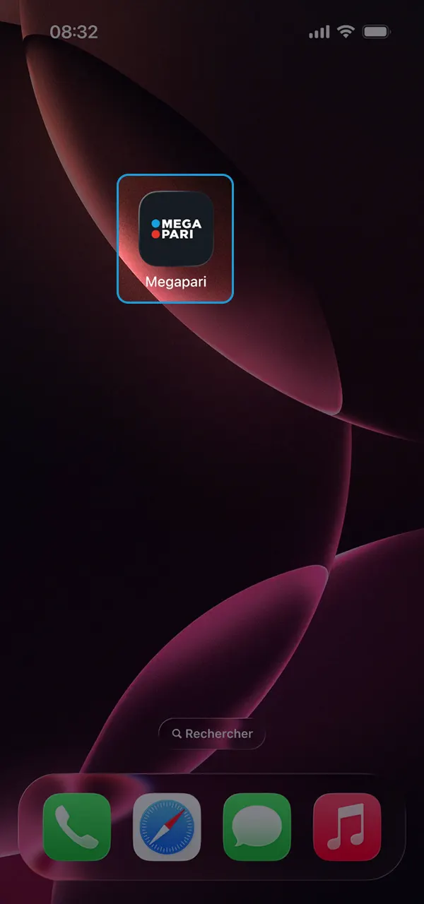 Ouvrez l'application et connectez-vous à votre compte MegaPari.