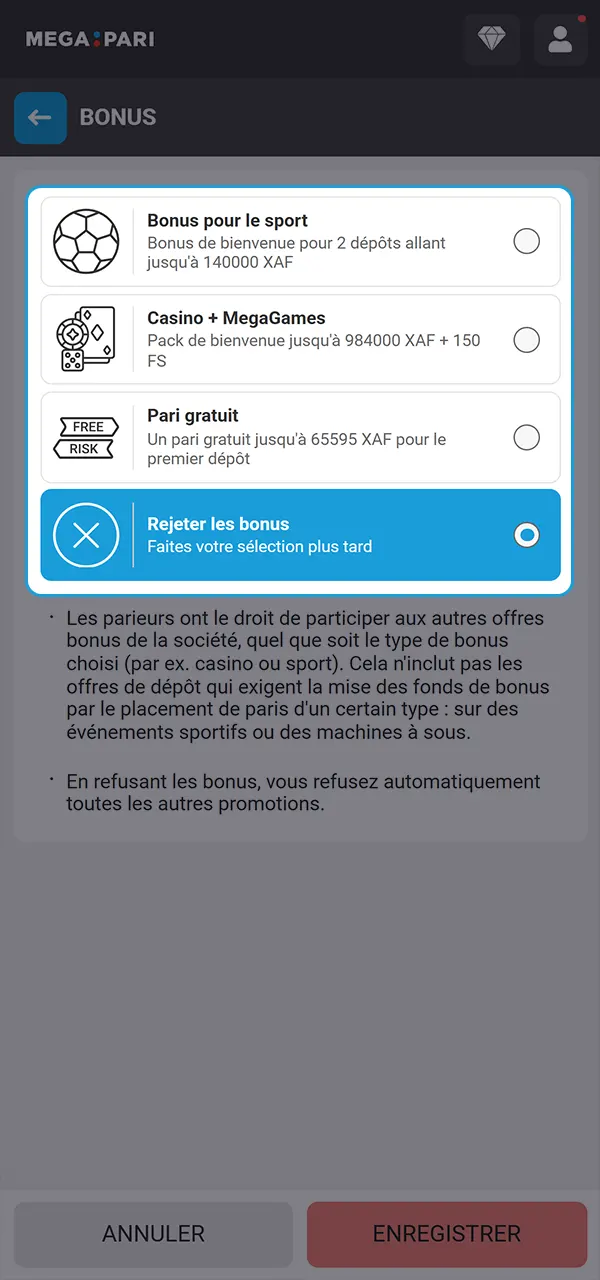 Activez le bonus et augmentez vos chances de réussite avec MegaPari.