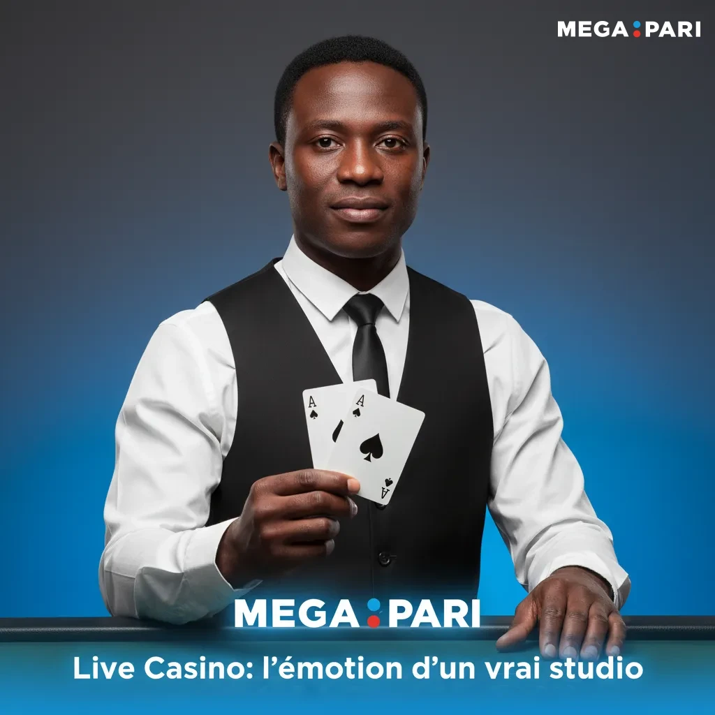 Studio de casino en direct MegaPari avec croupiers et tables réelles